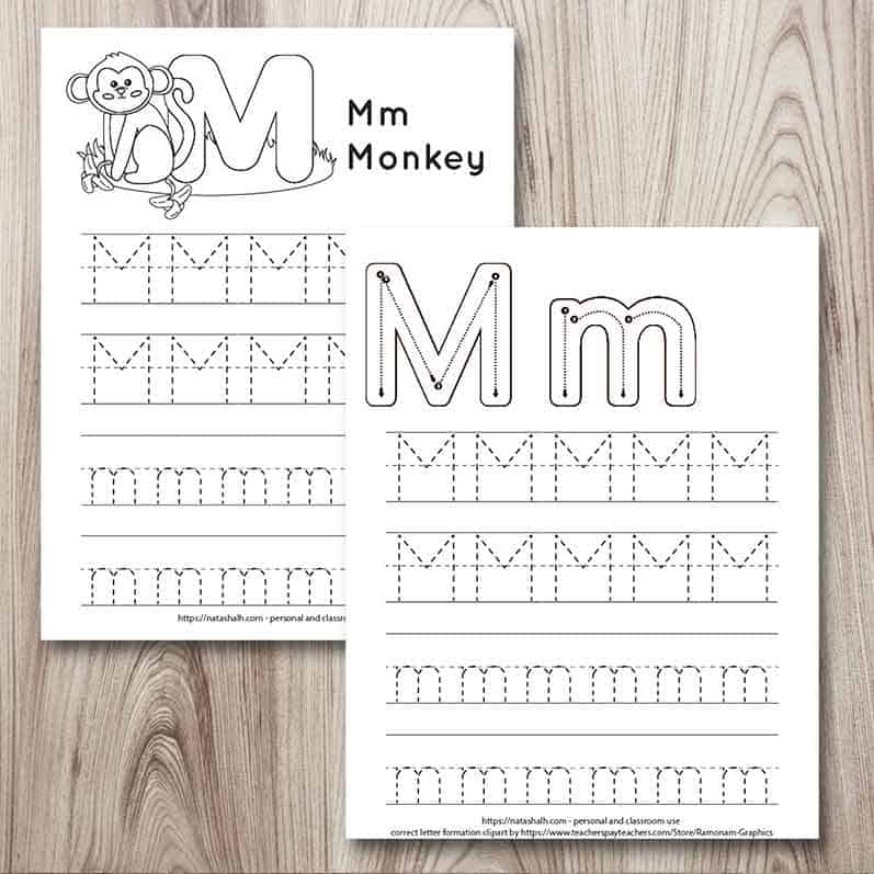 Free printable letter m tracing worksheet m is for monkey