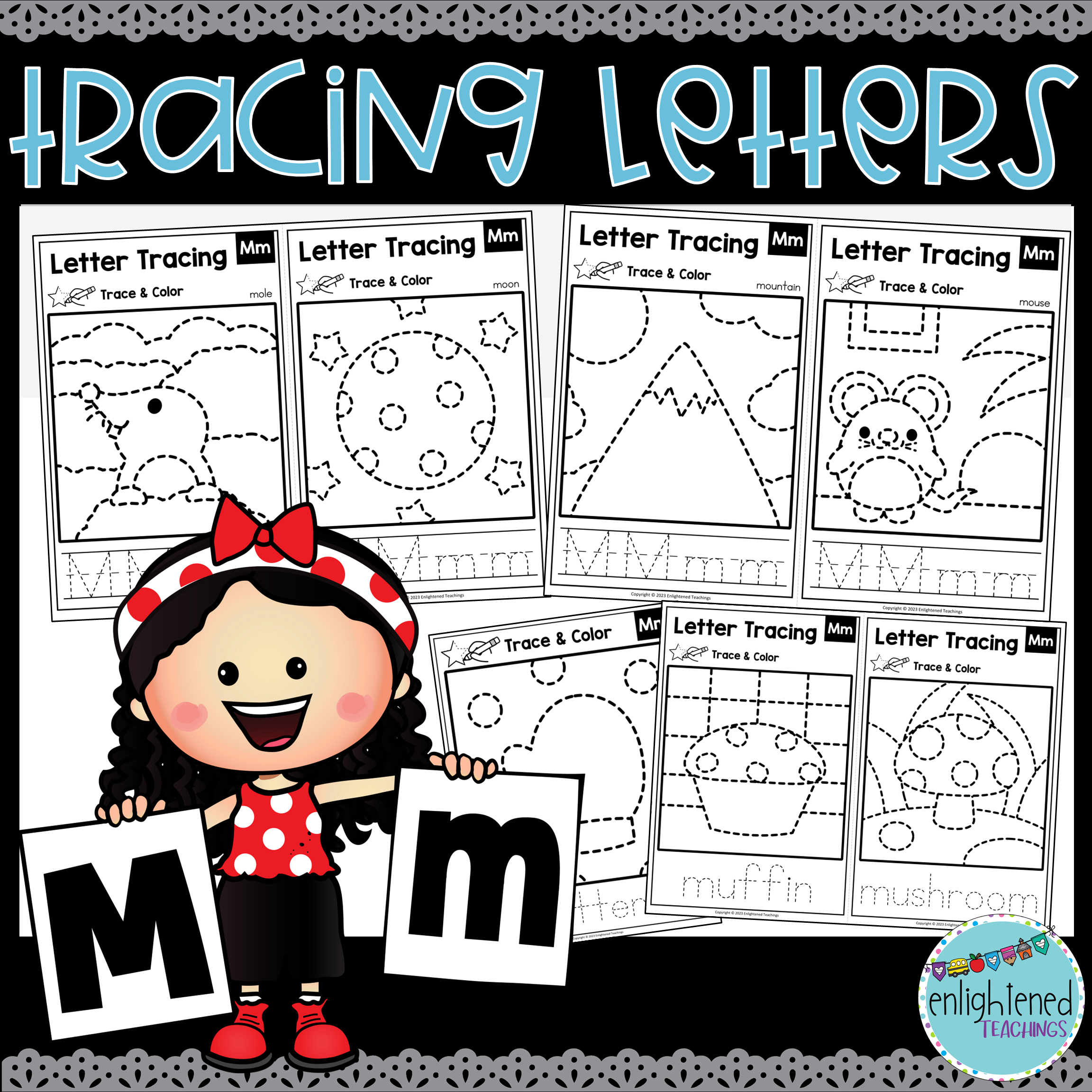 Letter m tracing worksheets letter tracing mats letter m trace color made by teachers