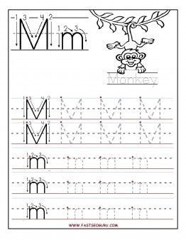 Printable letter m tracing worksheets for preschool