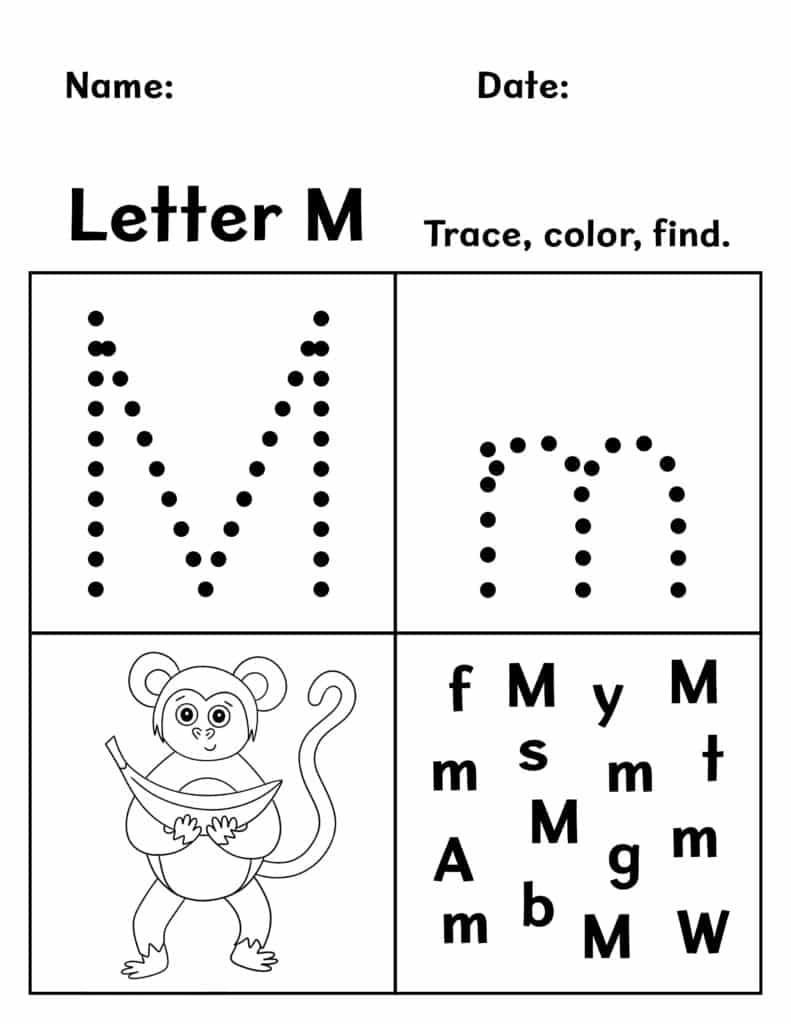 Free letter m worksheets for preschool â the hollydog blog