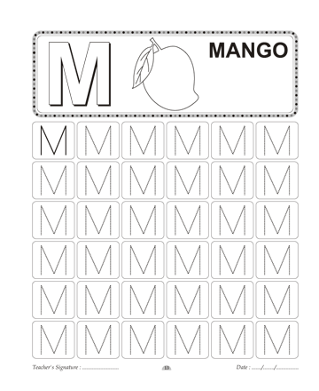 Capital letter writing m printable coloring worksheet