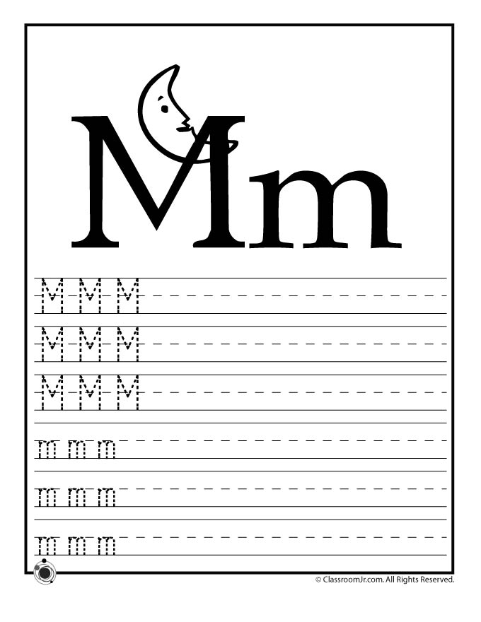 Letter m worksheets crafts woo jr kids activities childrens publishing