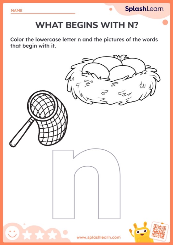 Letter sound n worksheets for kids online