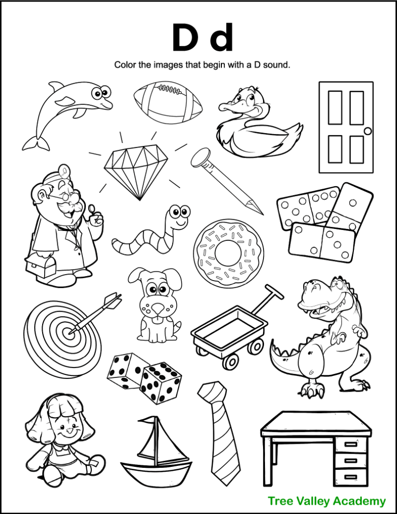 Letter d sound worksheets