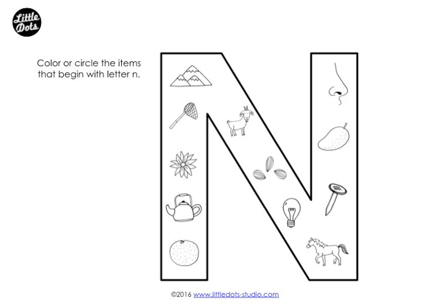 Preschool letter n activities and worksheets