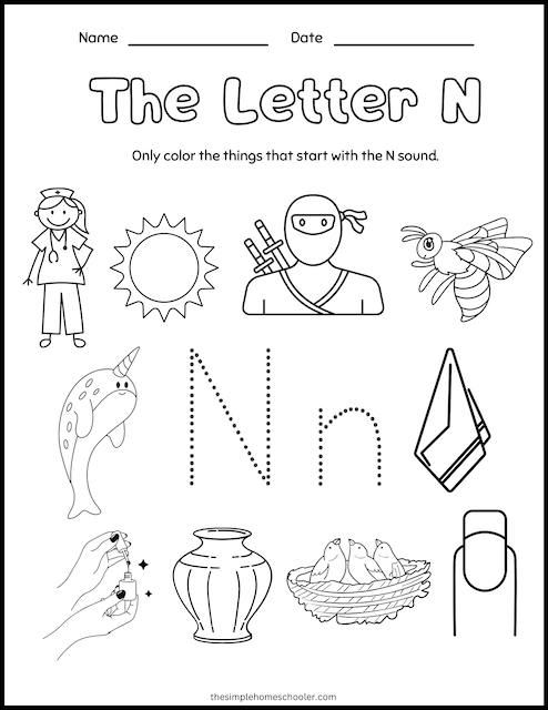 Letter n printables free easy print