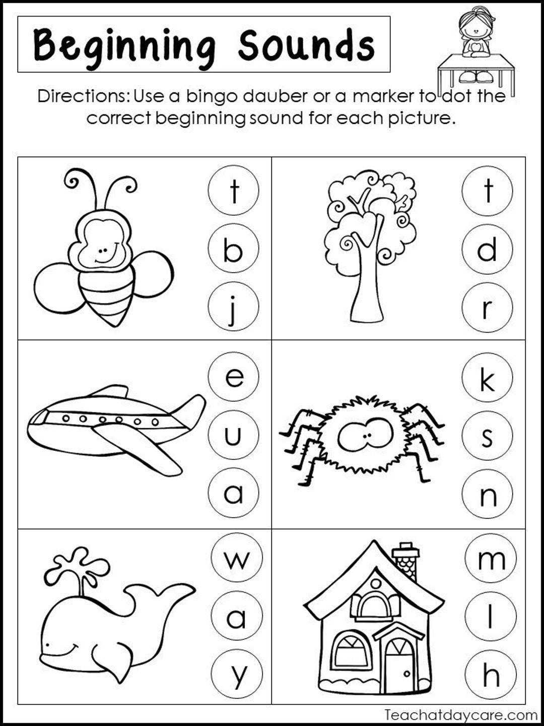 Printable beginning sounds worksheets preschool