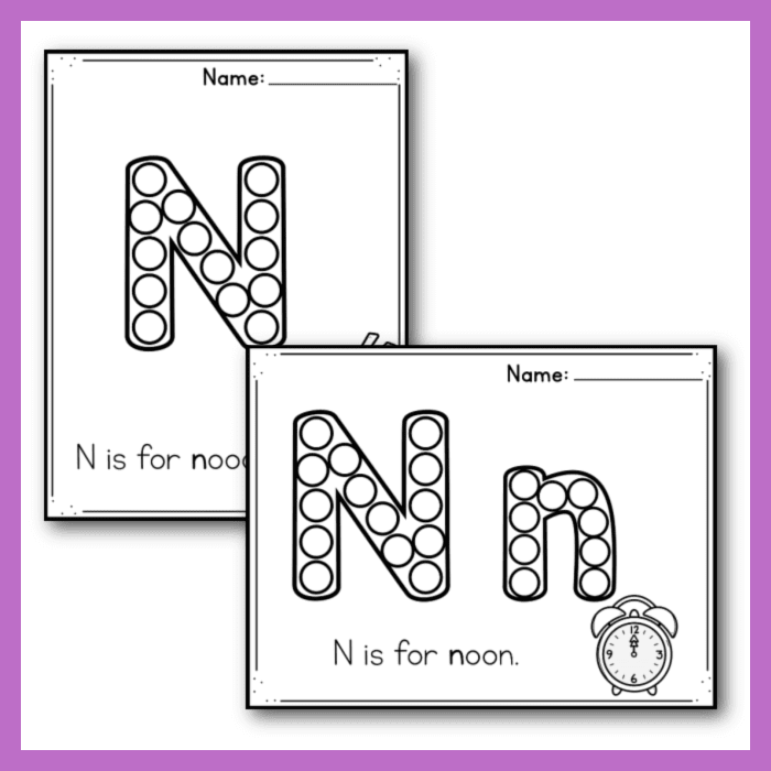 Free printable letter n worksheets tracing letter recognition alphabet sounds