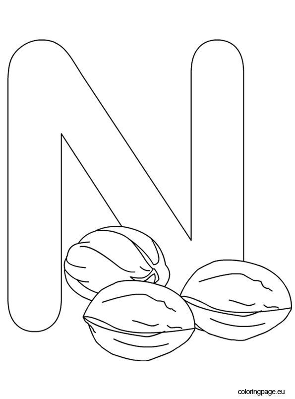 Letter n coloring page