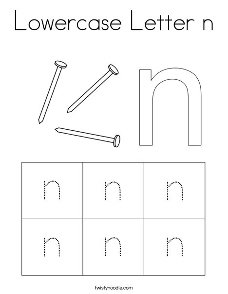 Lowercase letter n coloring page