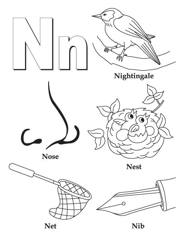 Letter n coloring pages printable for free download