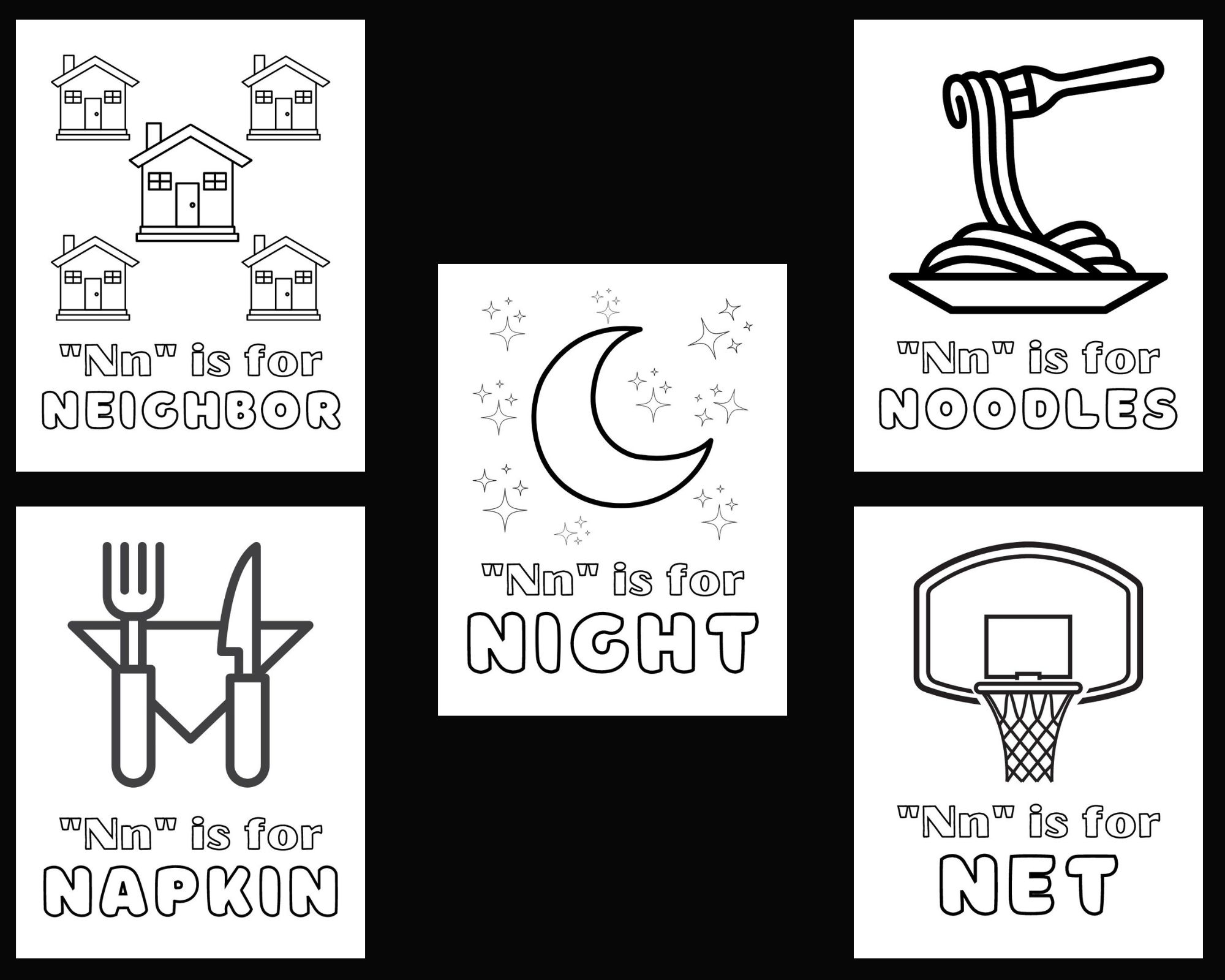 Noteable letter n coloring pages for kids printable pdf