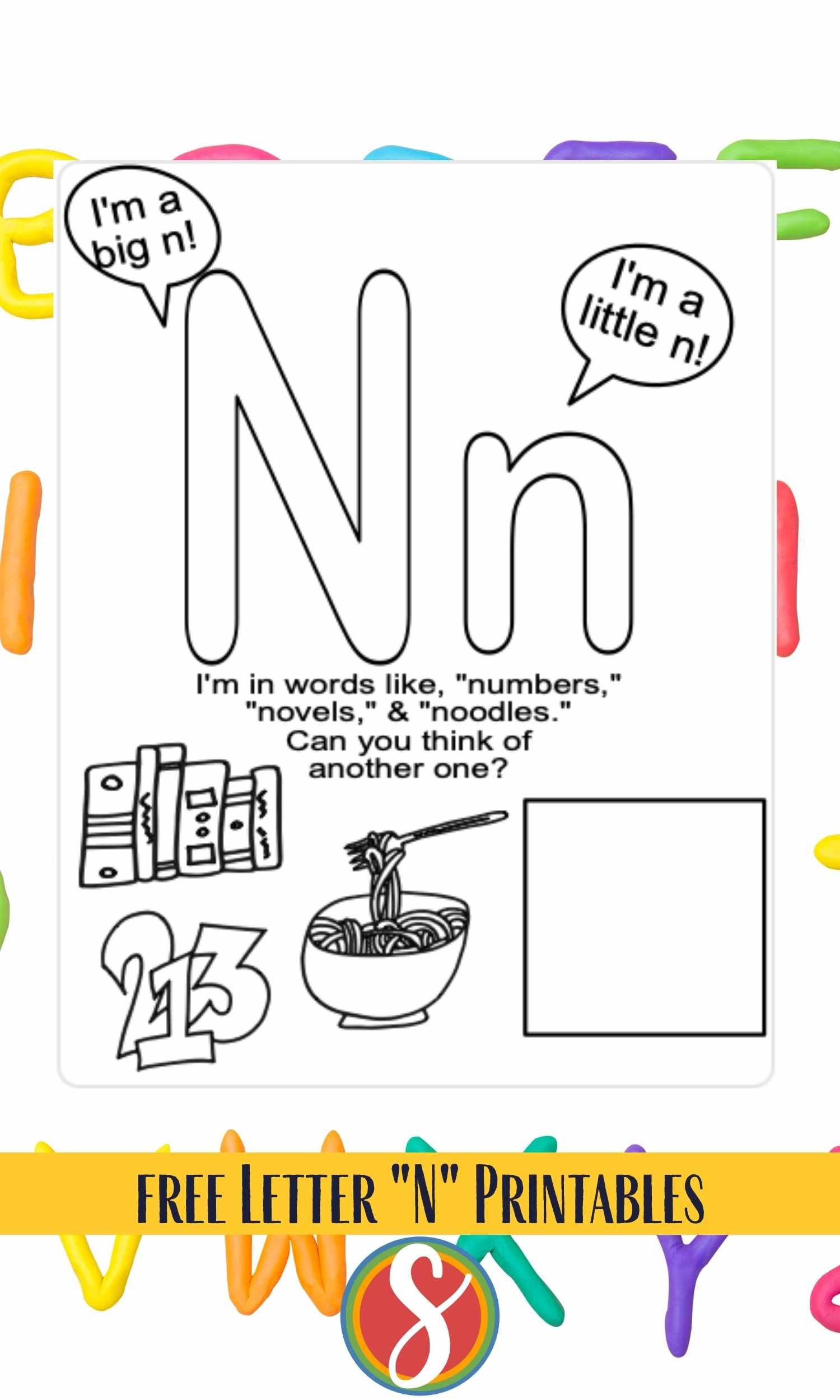 Free letter n coloring pages â stevie doodles