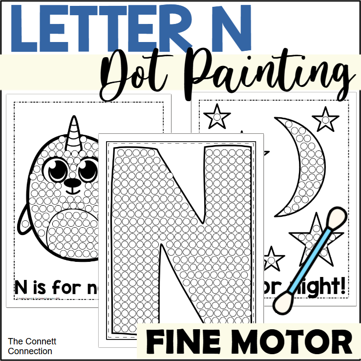 Letter n dot painting activity made by teachers