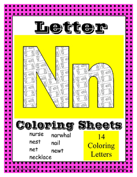 Alphabet coloring pages for the letter n beginning sound pictures for n