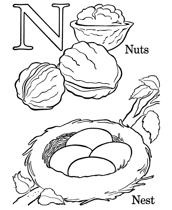 Alphabet coloring pages letter n