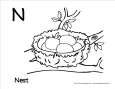 Letter n writing and coloring sheet