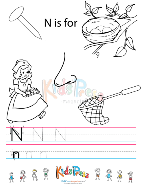 Alphabet tracing worksheet â n