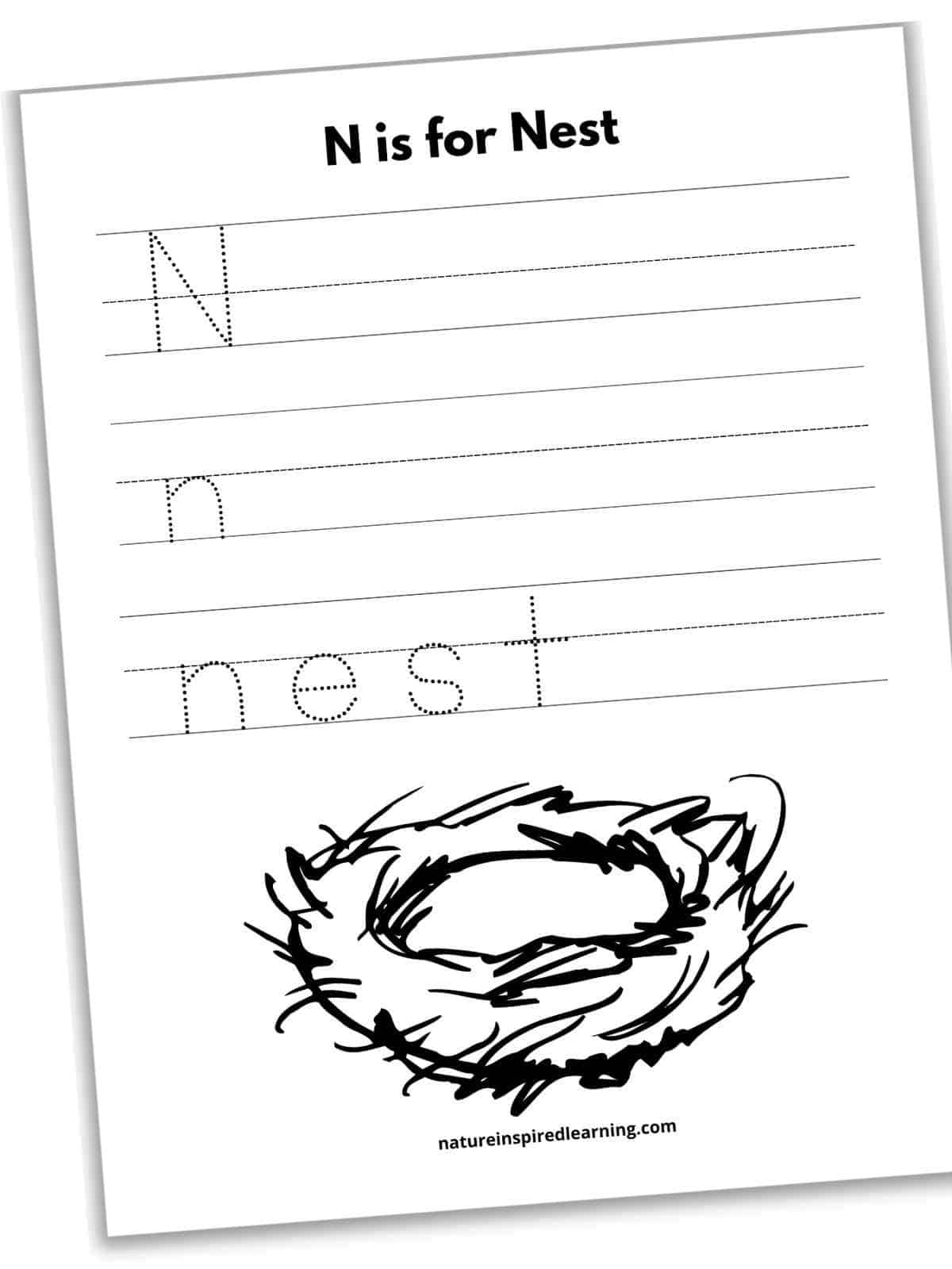 Letter n tracing worksheets