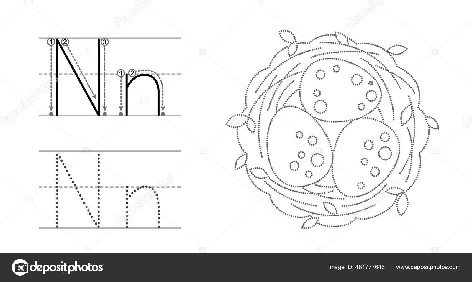 Trace letter picture color educational children tracing game coloring alphabet stock vector by natasha