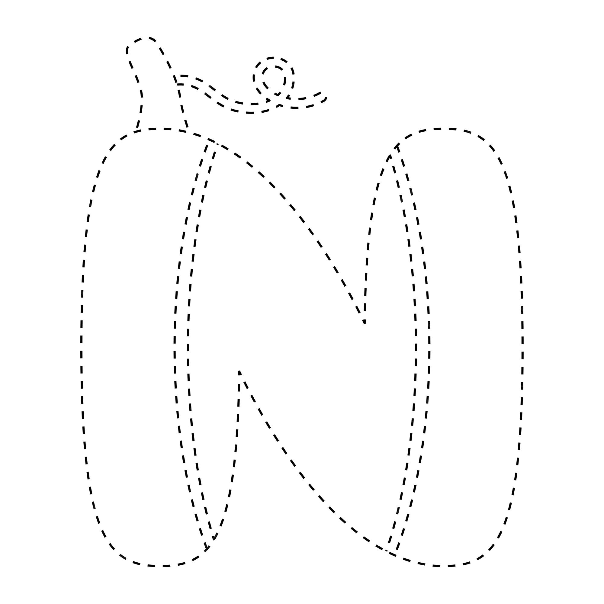 Premium vector letter n tracing worksheet for kids