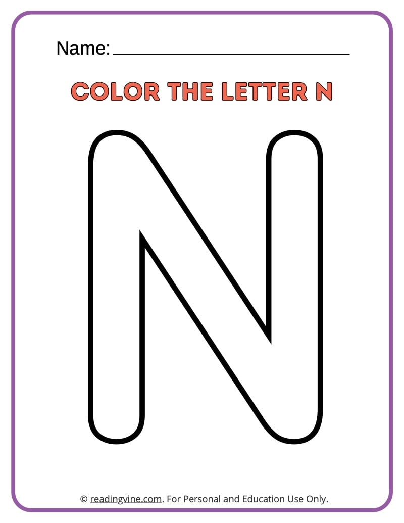 Letter n worksheets for preschool free printable