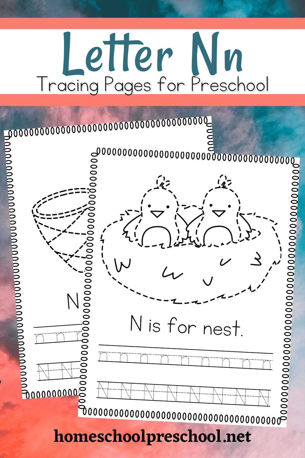 Free printable letter n tracing worksheets for kids