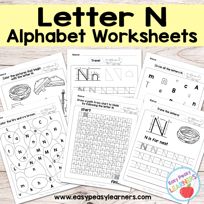 Letter n worksheets