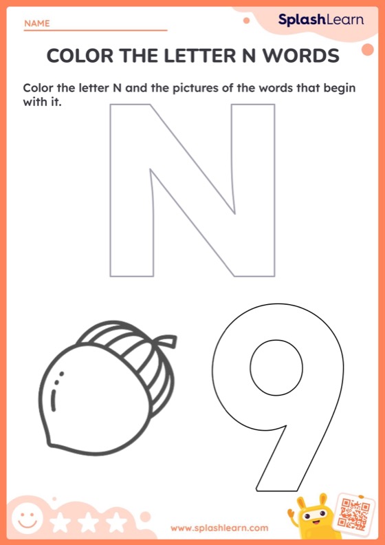 Color the letter n words