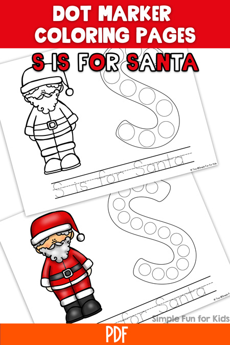 Day s is for santa dot marker coloring pages