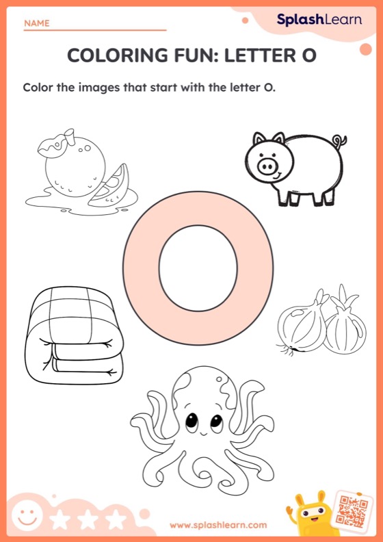 Coloring fun letter o worksheet