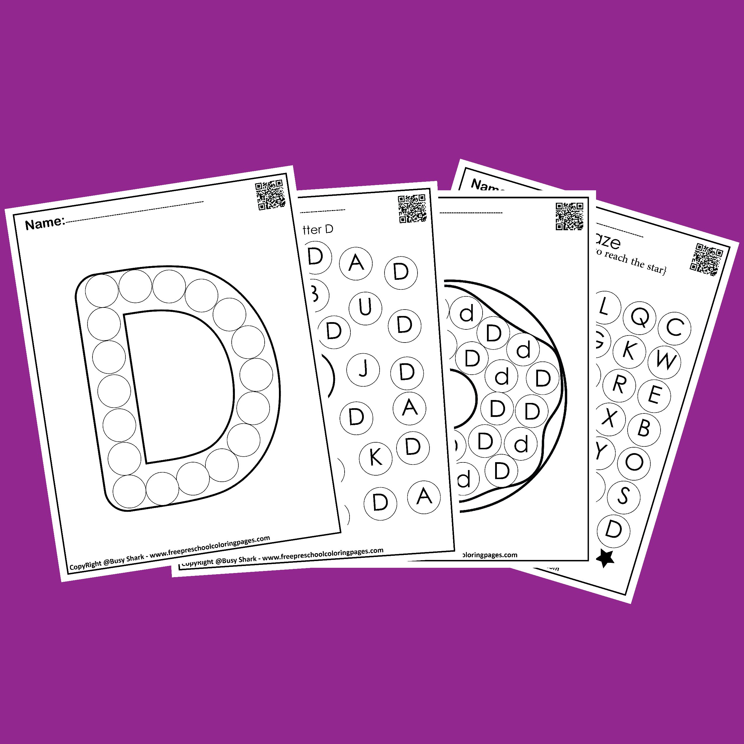 Letter d dot markers free coloring pages