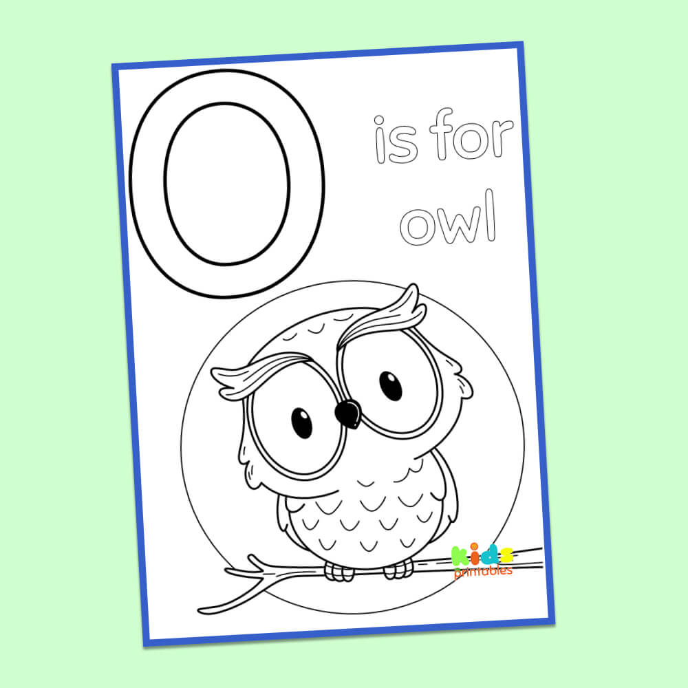 O is for owl coloring page kids