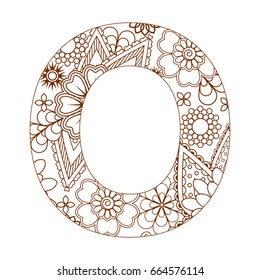 Adult coloring page letter o alphabet stock vector royalty free