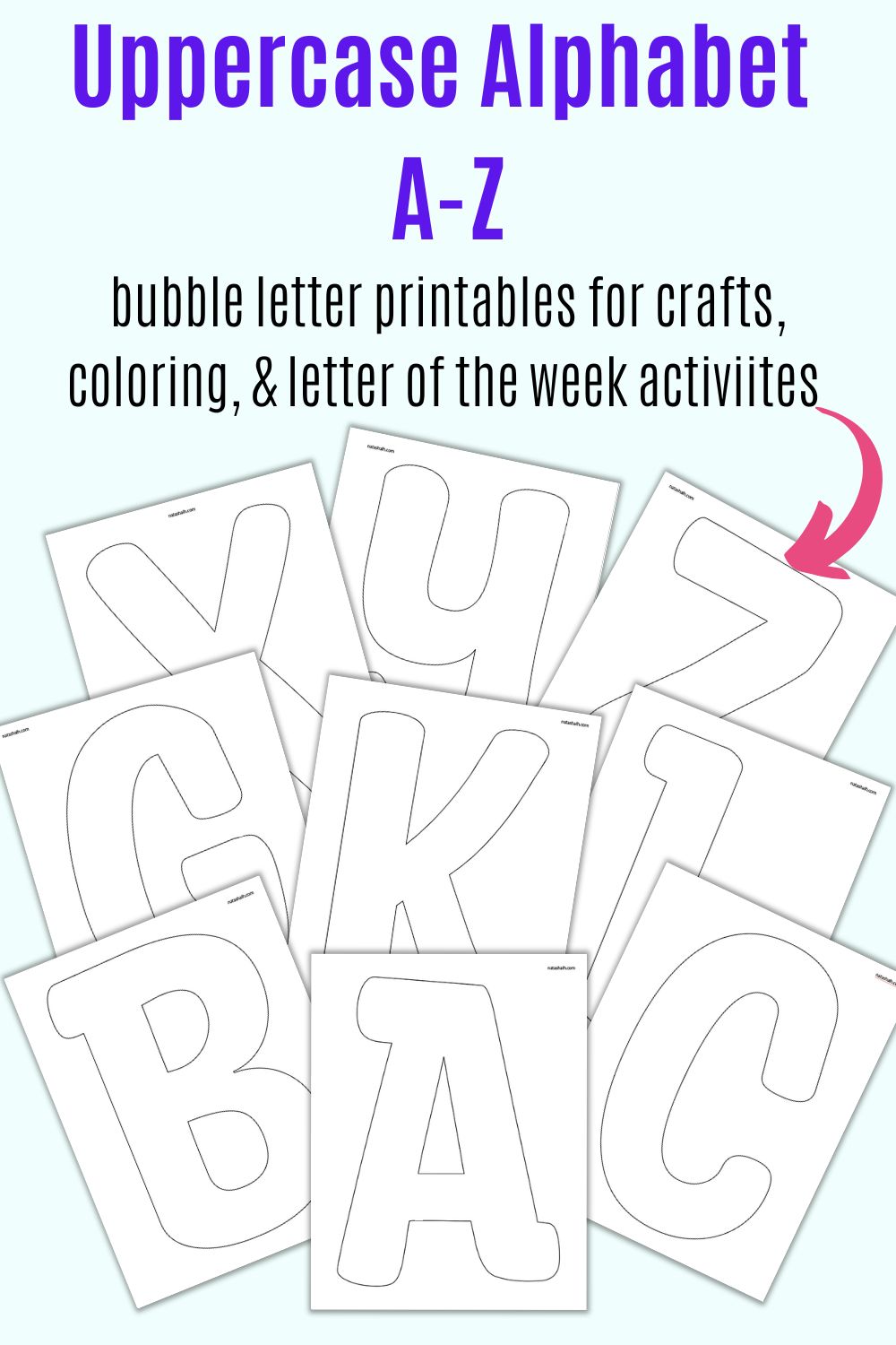 Uppercase alphabet bubble letter posterscoloring pages â the artisan life