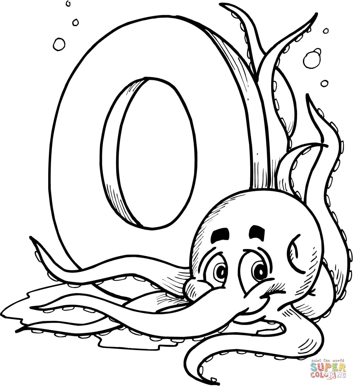 Letter o is for octopus coloring page free printable coloring pages