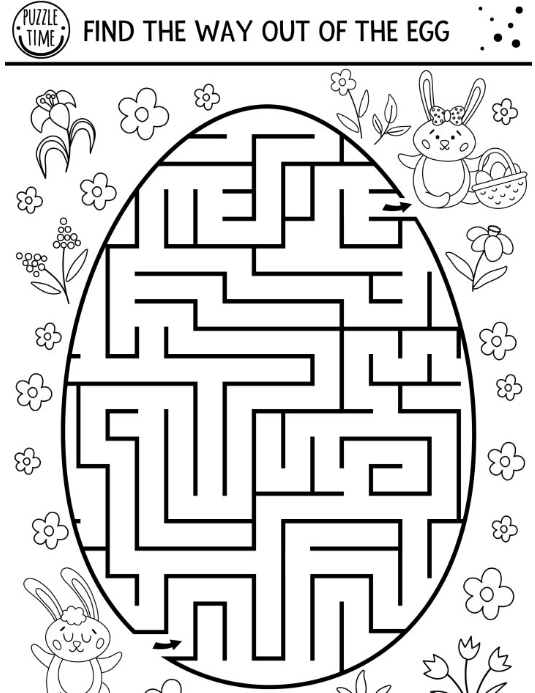 Easter kids coloring pages free template