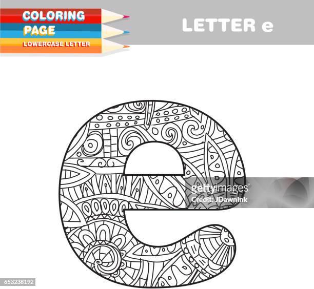 Adult coloring book lower case letters hand drawn template high