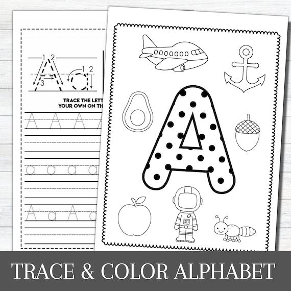 Alphabet worksheets printable tracing coloring homeschool teacher kids letters kindergarten prek toddlers practice