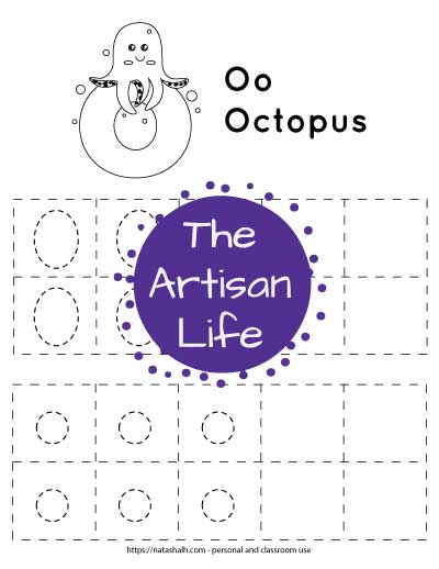 Free printable letter o tracing worksheet o is for octopus