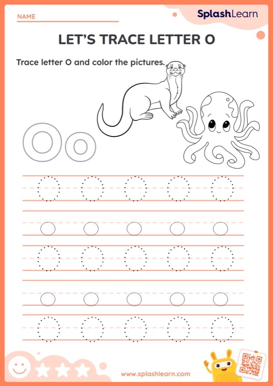 Letter o tracing worksheets for kids online