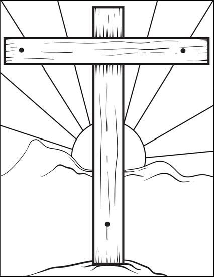 Cross sunrise cross coloring page easter coloring pages bible coloring pages