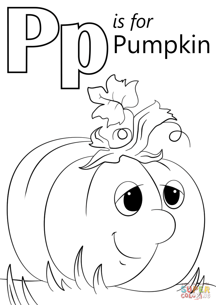 Letter p is for pumpkin coloring page free printable coloring pages