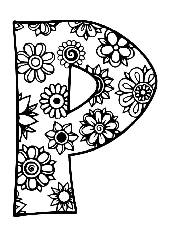 Lovely letter p coloring page