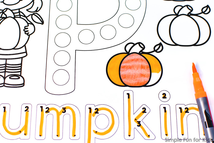 P is for pumpkin dot marker coloring pages