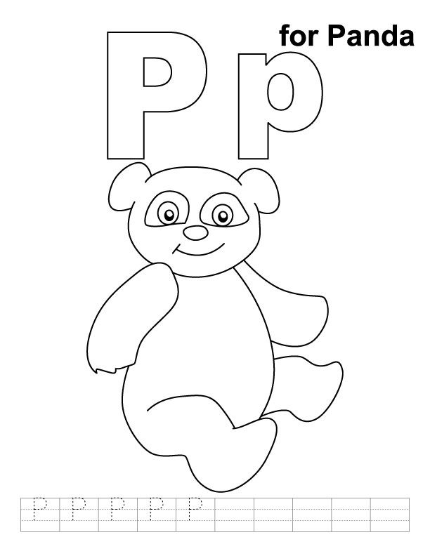 P for panda kids handwritg practice alphabet colorg pages preschool color activities