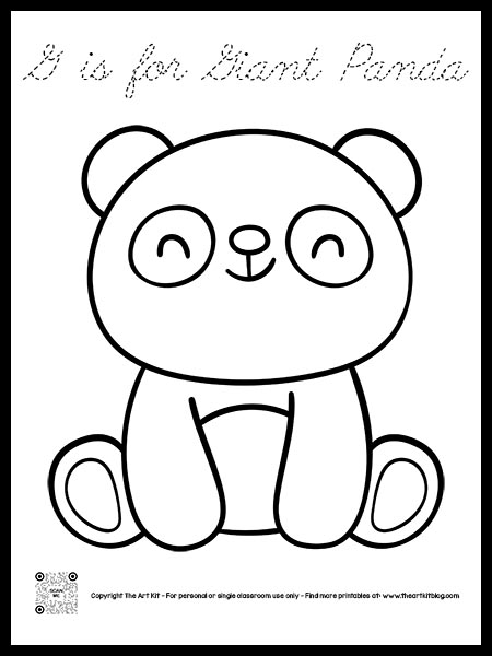 Letter g is for giant panda coloring page dotted font â the art kit