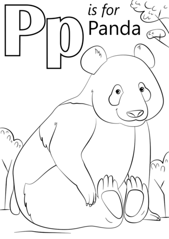 P is for panda coloring page free printable coloring pages