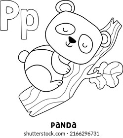 Alphabet animal panda coloring word hand stock vector royalty free