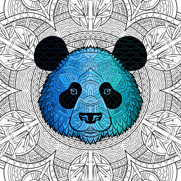 Panda coloring pages stock illustrations royalty